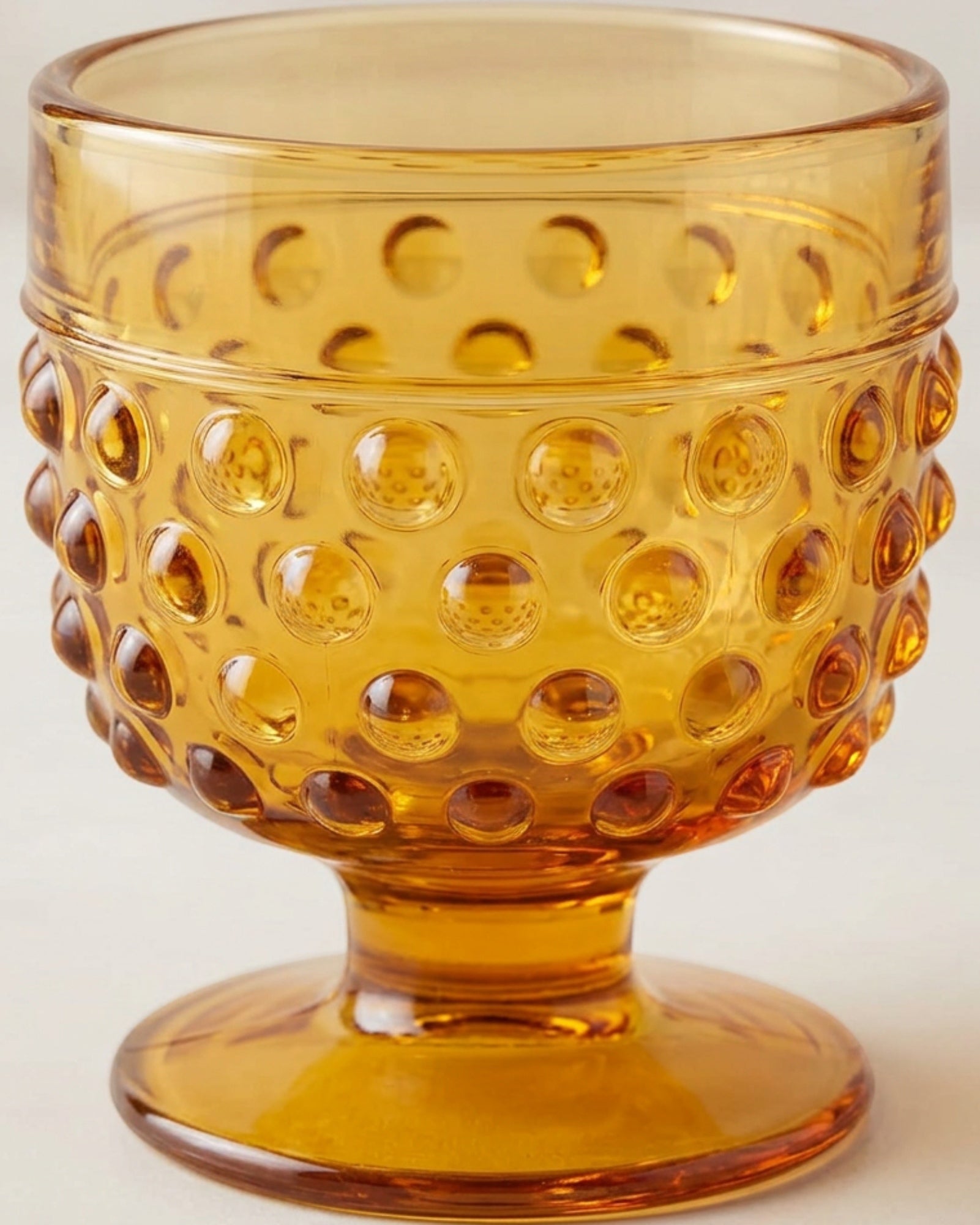 Smxdk Hobnail Footed Glass Tumbler 12 oz Amber - Detail view
