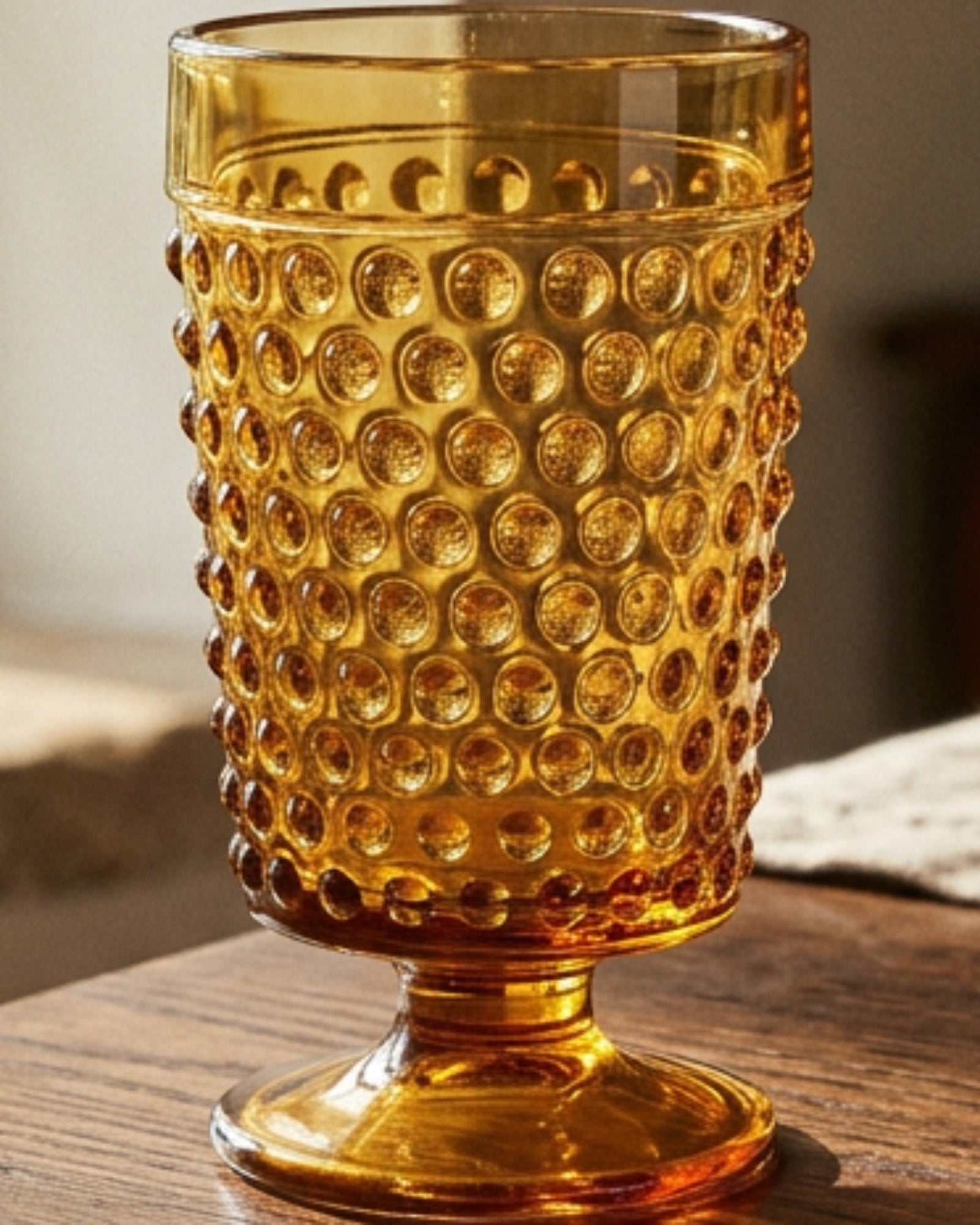 Smxdk Hobnail Footed Glass Tumbler 12 oz Amber - Lifestyle view