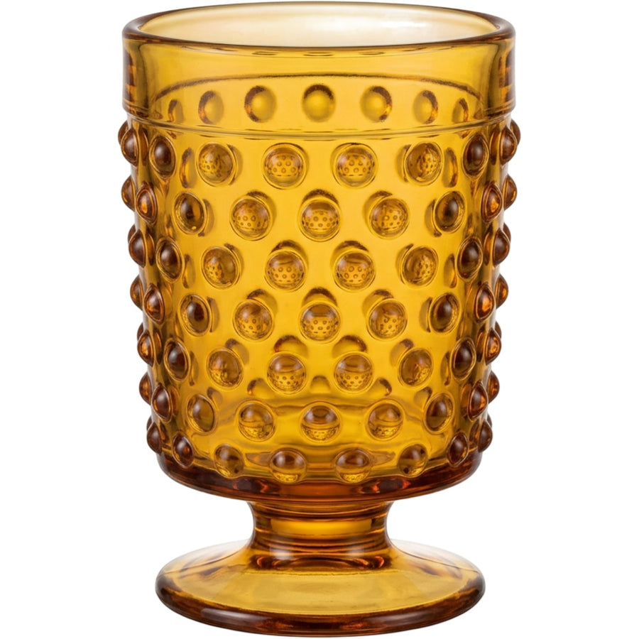 Smxdk Hobnail Footed Glass Tumbler 12 oz Amber