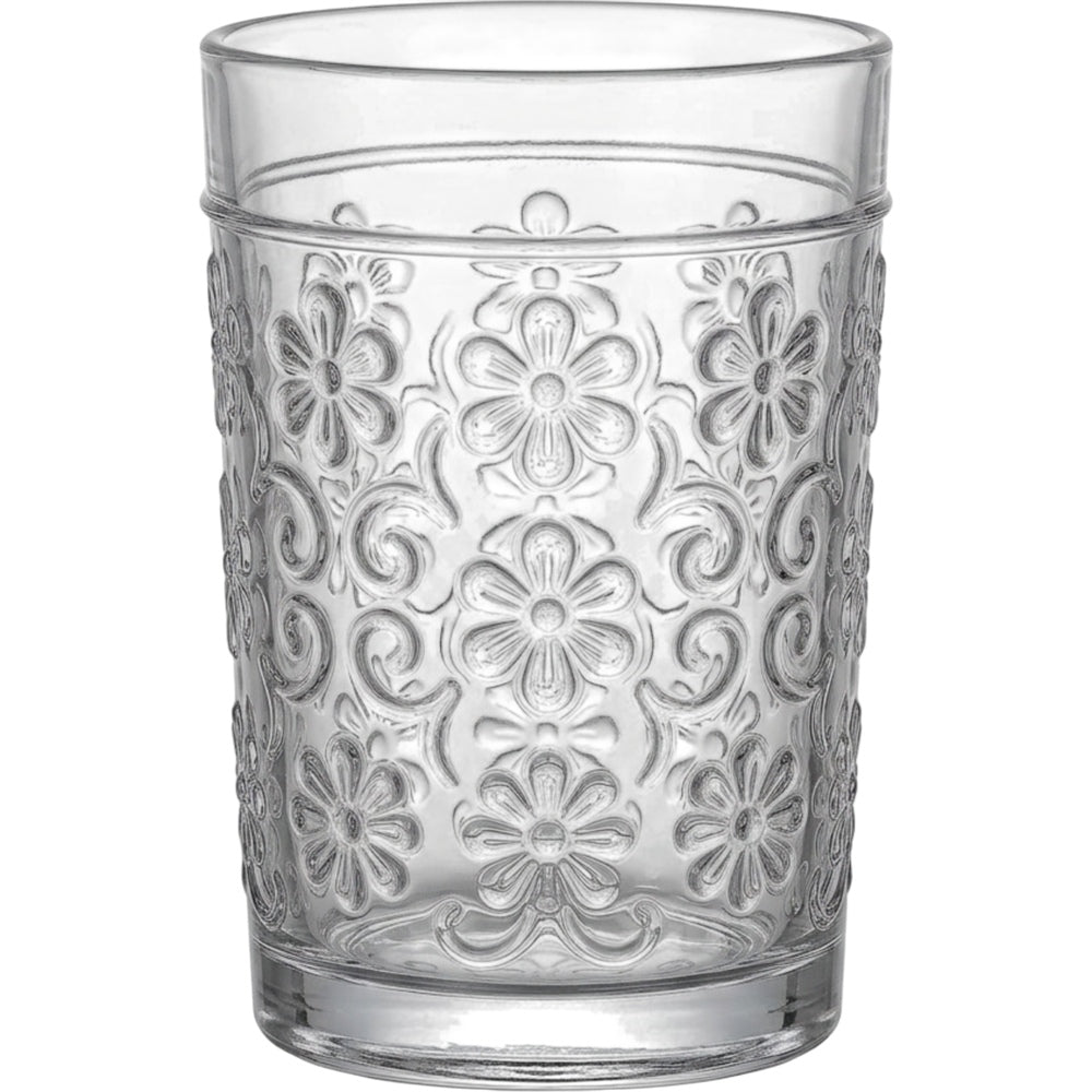 Smxdk Floral Pressed Glass Tumbler 11 oz Clear - Product view