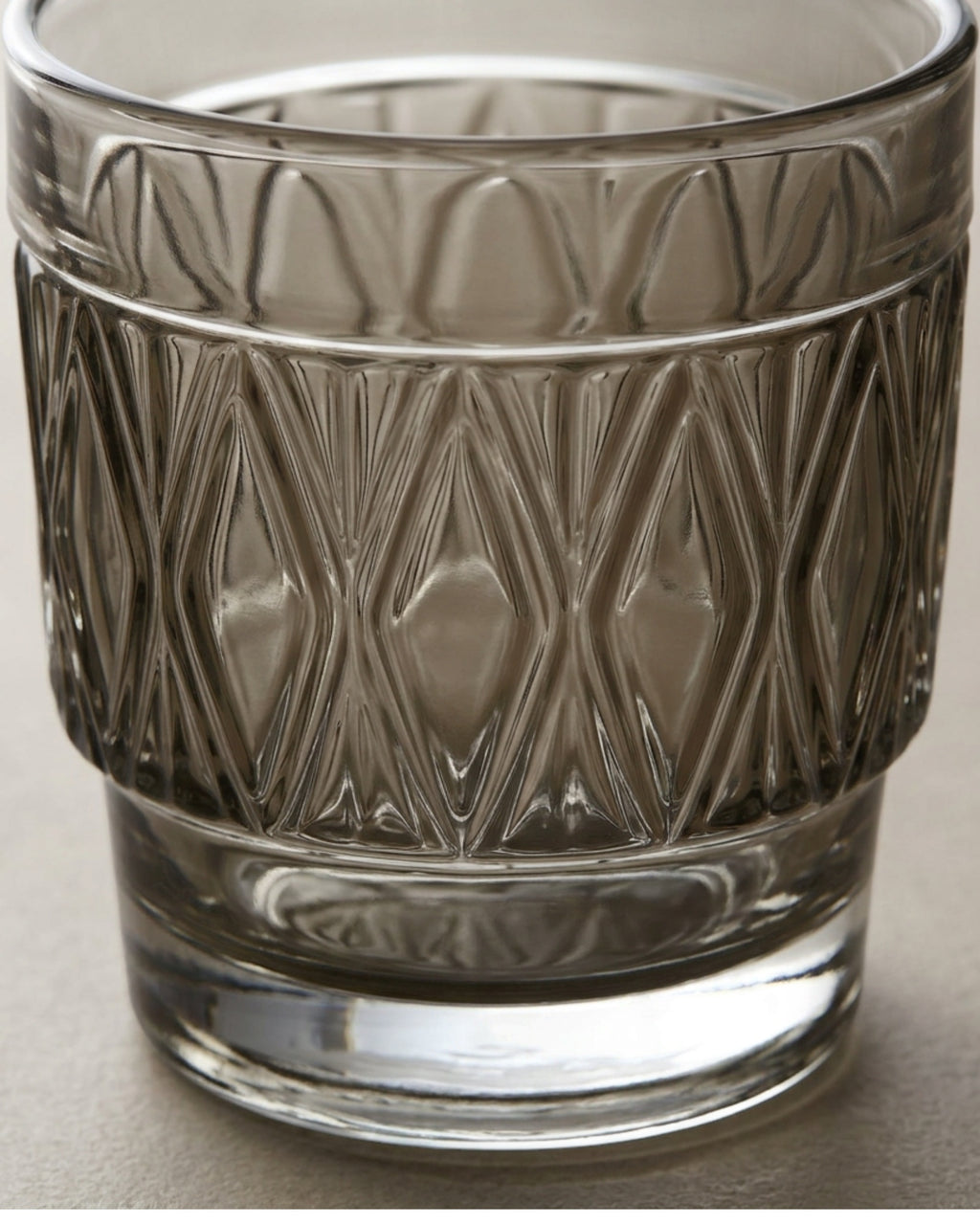 Smxdk Diamond Panel Highball Glass 14 oz Smoke Gray - Detail view