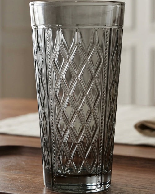 Smxdk Diamond Panel Highball Glass 14 oz Smoke Gray - Lifestyle view