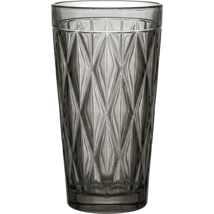 Smxdk Diamond Panel Highball Glass 14 oz Smoke Gray