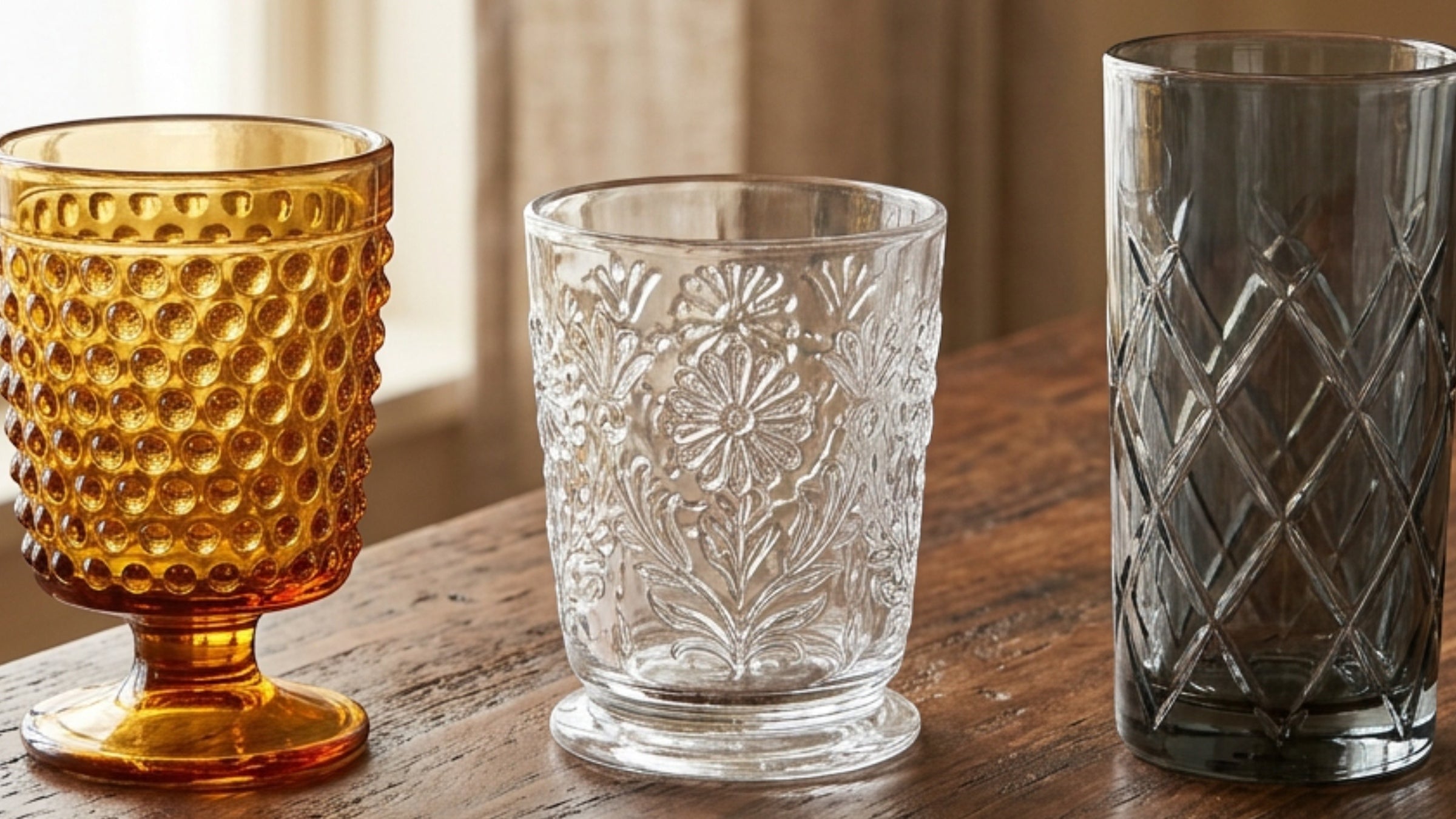 Smxdk Vintage Embossed Glassware